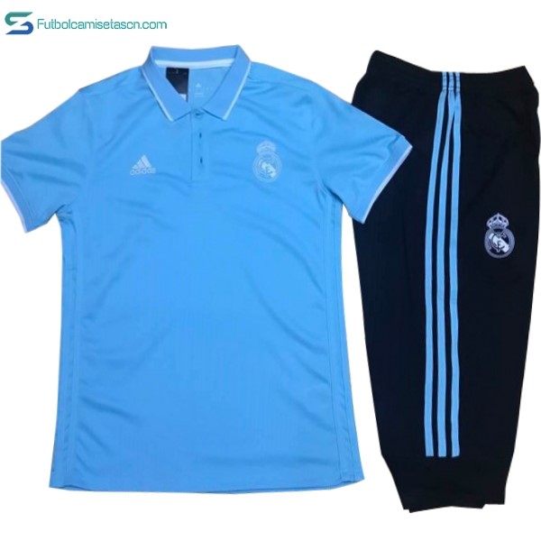 Polo Real Madrid Conjunto Completo 2017/18 Azul